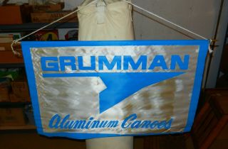 Vintage 1960s Grumman Aluminum Canoes Advertising Dealer Banner Year Inc Ny