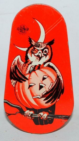 Vintage Black Handle Us Metal Halloween Noisemaker Moon Owl Pumpkin 108