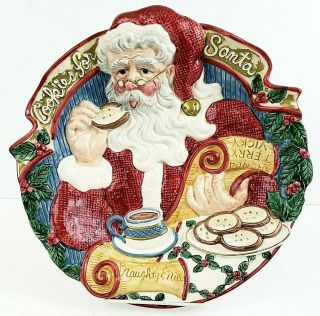 Fitz & Floyd Cookies For Santa Plate W/naughty Or List 10 1/2 " Vintage 1994