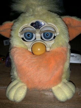 Furby Baby Yellow & Orange W/blue Eyes Vintage 1999 - And