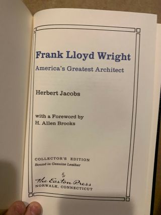 Easton Press Frank Lloyd Wright - Herbert Jacobs American History 2