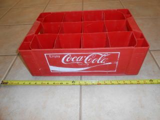 Vintage 12 Bottle 32 Oz Crate Enjoy Coca - Cola Red Plastic Tray Carrier Case Coke