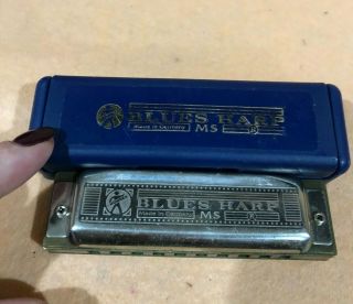 M Hohner Blue Harp Harmonica Key Of G Ms Made In Germany Vintage