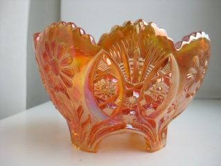 Vintage Carnival Glass Marigold Footed Bowl