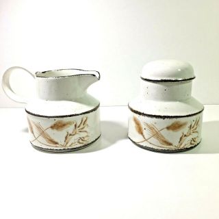 Vintage Stonehenge Midwinter Wild Oats Covered Sugar And Creamer Made In England