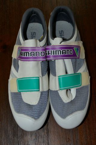 Vintage Shimano Sh - A100 Road Shoe Cycling Shoes White Size 43eur