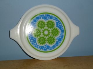VTG PYREX CRAZY QUILT LID ONLY FOR PROMOTIONAL CASSEROLE DISH 473 BLUE GREEN 3