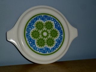 VTG PYREX CRAZY QUILT LID ONLY FOR PROMOTIONAL CASSEROLE DISH 473 BLUE GREEN 4