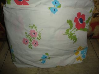 Vintage Pacific Yellow Pink Blue Green Floral Full/double Fitted Sheet 10 "