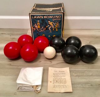 Vintage Lawn Bowling Game By Kent,  Complete & In