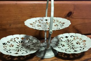 3 Tier Cake Stand Dessert Cupcakes Shabby French Green Chic Vtg Style