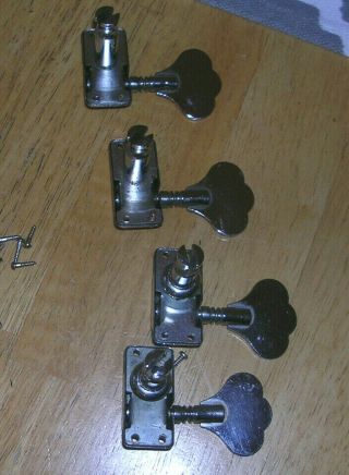 Project Set Vintage MIJ /MIK Bass Tuners 4 - In - Line Need 2 Bushings,  Screws 2