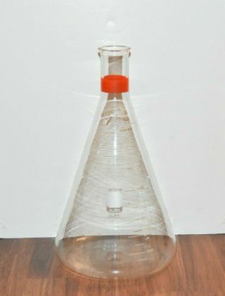 Vintage Pyrex Glass 6000 Ml Erlenmeyer Lab Flask No.  4980 Stopper No.  10 Beaker