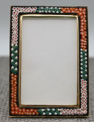 Gorgeous Elegant Italian Gilded Brass Photo Frame W/ Tiny Mosaic Tiles Vintage