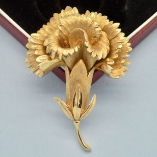 Vintage Brooch Crown Trifari 1950s Ornate Goldtone Flower Bridal Jewellery
