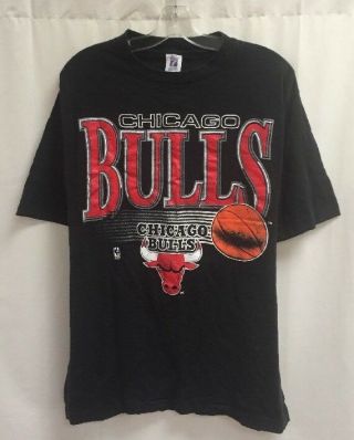 Vintage Chicago Bulls Logo 7 Nba Graphic T - Shirt Black