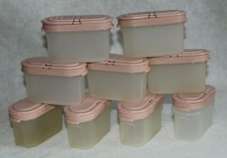 Set Of 9 Vintage Tupperware Modular Mates Spice Shakers Dusty Rose Pink 1843