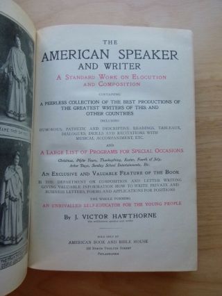 The American Speaker and Writer by J Victor Hawthorne (hardcover,  1900) 5