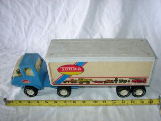 Vintage Toy Truck Pressed Steel Tonka Cab Semi Tractor Trailer Hauler Mid Size