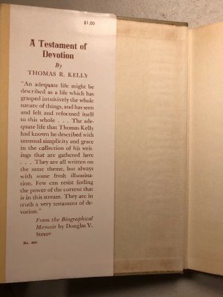 1941 A Testament of Devotion Thomas R.  Kelly HC First Edition Spiritual - Near 5