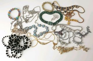 Vintage Crystal Style Costume Jewellery Necklaces Joblot Bundle