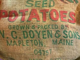 Vintage Burlap Bag 100 Pounds Maine Seed Potatoes Sack Mapleton,  Maine 2