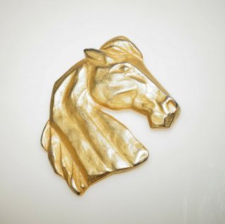 Vintage Signed Jj Gold Tone Horse Brooch Pin 2.  5 "
