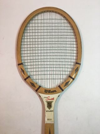 Vintage Wilson Stan Smith Autograph Light 4 5/8 Wooden Tennis Racket / Racquet