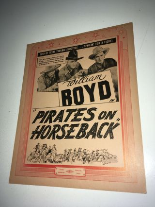 Pirates On Horseback Vintage Movie Poster 1940s Hopalong Cassidy Western