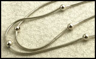 Vintage Classic.  925 Sterling Silver,  Scattered Bead Necklace 16 " - Italy