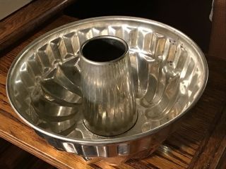 Vintage Silver Ss Bundt Pan Jello Cake Mold Pan Made In West Germany