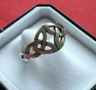 Vintage Jewellery 925 Sterling Silver Scottish Celtic Knot Ring Uk Size N