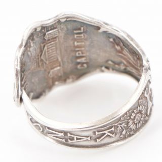 VTG Sterling Silver - Kansas State Seal Spoon Handle Ring Size 10.  5 - 7g 3