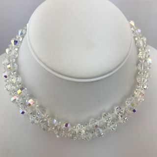 Designer Signed Vintage Laguna Crystal Necklace Aurora Borealis 2 Strand