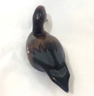 Vtg Wood Carved Hand Painted Duck Decoy Figurine 3