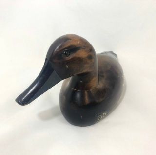Vtg Wood Carved Hand Painted Duck Decoy Figurine 5