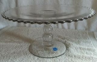 Vintage Imperial Candlewick Glass 3 Ball Pedestal Cake Stand Plate W/ Label