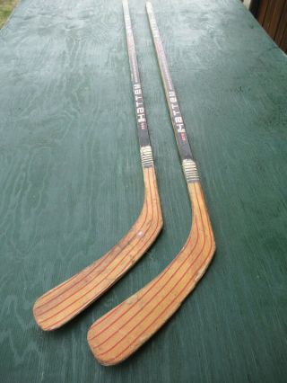 2 Vintage Wooden 57 " Long Hockey Stick Sticks Hattem Hx 606