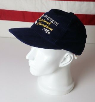 Vintage Penn State 1986 National Champs Corduroy Blue Snapback Hat 2