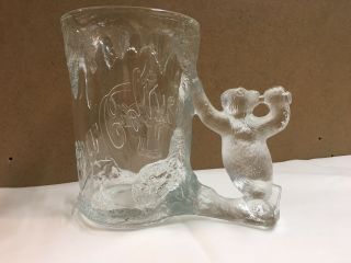 1997 Vtg Coca Cola Coke Polar Bear Handle Mug Glass Stein Heavy Frosted