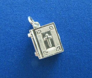 Vintage Sterling Silver Charm Holy Bible Book Opens To Paperwork Nuvo