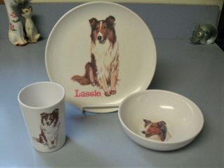 Vintage Boonton Melmax Dinnerware Lassie 3 Pc.  Child 