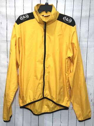 Lg Louis Garneau Vintage Light Cycling Jacket Full Zip Mens Large Yellow & Black