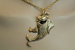 " Charlie The Tuna " Goldtone 24 " Vintage Necklace & Bracelet 7 1/8 "