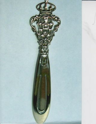 Bookmark,  Silver,  Vintage,  With Crown,  Cross,  And Coat Of Arms Or Shield.