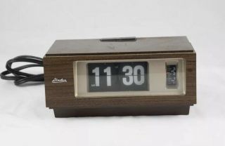 Vintage Linden Flip Alarm Clock - Plastic Faux Wood Grain - Model 969 Japan