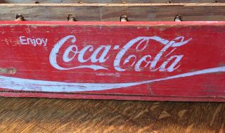 COCA COLA Red/White 24 Bottle Wood Crate Divided Carrier Case Display Vintage 3