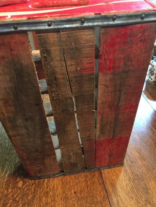 COCA COLA Red/White 24 Bottle Wood Crate Divided Carrier Case Display Vintage 4