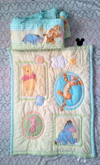 Vintage Disney Winnie The Pooh Tigger Piglet Baby Crib Comforter And Bumper
