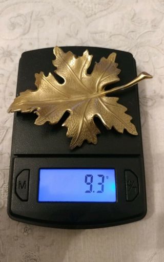 Signed Hg 12k Gf Gold Filled Vintage Brooch Pin Gold Tone Leaf 9.  4 Grams